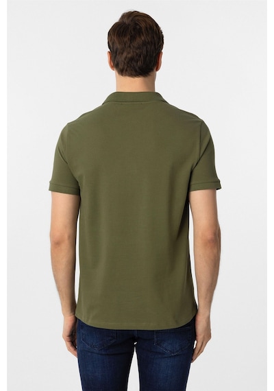 Süvari Haki Slim Fit Düz Polo Yaka Tişört Haki