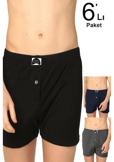Gümüş Iç Giyim Düğmeli Erkek Boxer 6 Lı Paket