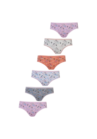 Hepsine Rakip 6lı Kız Çocuk Külot Renkli Desenli Baskılı Slip İç Çamaşırı Karışık