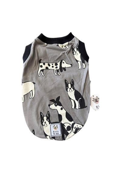 Miniş Gri Köpekli Küçük Irk Köpek Penye T-shirt