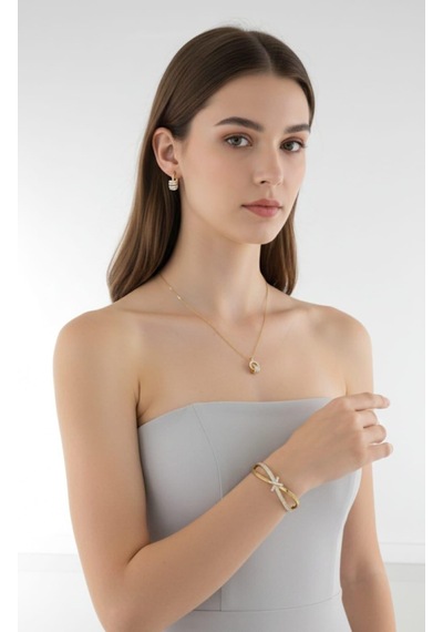 Periliçe Gold Çelik Takı Seti Gümüş - Rose Gold