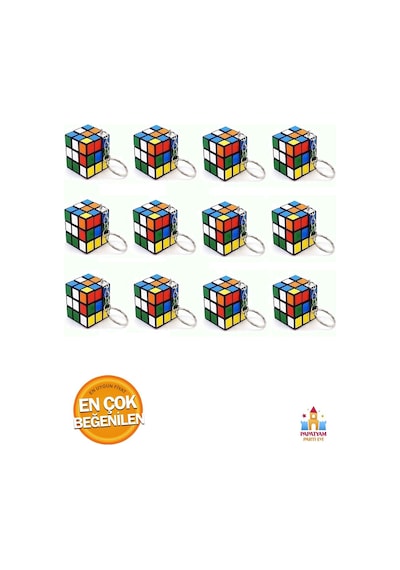 Zeka Küpü Anahtarlık - 12 Adet Mini Rubik Sabır Küpü