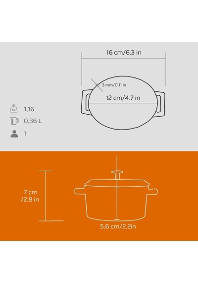 Metal Oval Mini Tencere, Turuncu Çok Renkli
