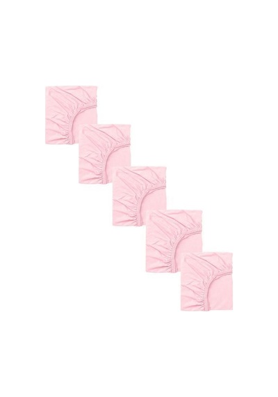 5 Adet 65 X 95 + 10 Cm Anne Yanı Lastikli Penye Kumaş Bebek Çarşafı-pembe