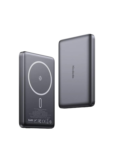 Mc-4651 10000mah 20w Metal Ultra İnce Manyetik Kablosuz Powerbank - Siyah