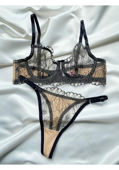 Arona Dantelli Bralet Takım Transparan İç Çamaşır Takımı Sütyen Tanga Set Dantelli Sütyen Fantezi Giyim Bej Arona Dantelli Bralet Takım Transparan İç Çamaşır Takımı Sütyen Tanga Set Dantelli Sütyen Fantezi Giyim Bej