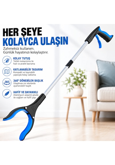 Çöp Toplama Aparatı Kıskacı Ve Yaşlı Engelli Uzanma Kıskacı - Katlanır Atık Yaprak İzmarit Toplama Aparatı Karışık Çok Renkli