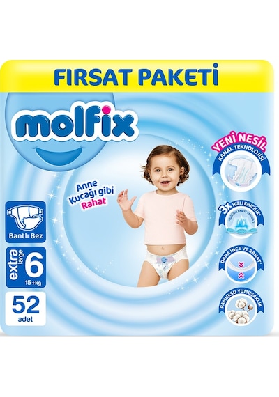 Molfix Bebek Bezi 6 Beden Extra Large Fırsat Paketi 52 Adet