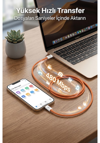 100w Destekli Usb-c To Usb-c Hızlı Şarj Ve Yüksek Hızlı Veri Aktarım Kablosu 1 Metre 100cm