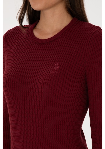 U.S. Polo Assn. Kadın Bordo Bisiklet Yaka Basic Kazak 50307763-VR014
