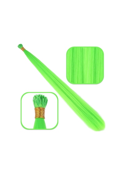 Fiber Sentetik Boncuk Kaynaklık Renkli Saç - Neon Yeşil - 100 Adet