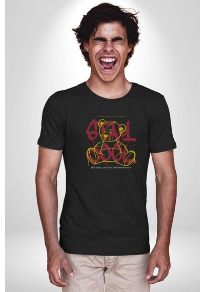 Game Oyun Alanı Unisex Unisex Siyah Organik Baskılı T-shirt Penye Yüksek Kalite Siyah
