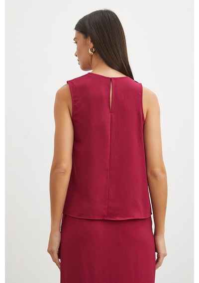 Uterpe Omuz Tokalı Saten Bluz Bordo