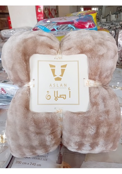 Aslan Bubble Desen / Mevsimlik / Hafif / Lüx / Modern / Çift Kişilik Battaniye Vizon