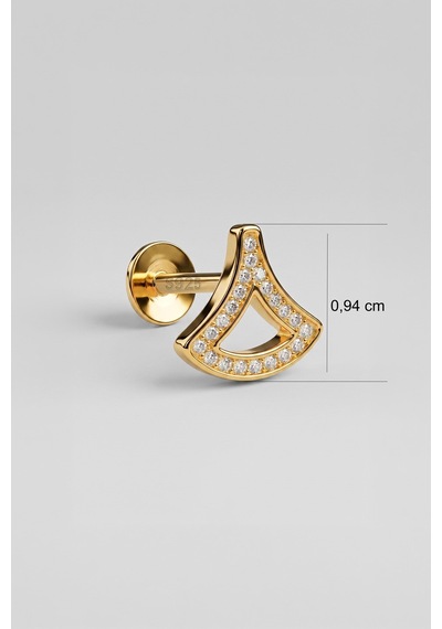 Deniz İkonu 18 Ayar Sarı Altın Kaplama Gümüş Flat-lobe Piercing