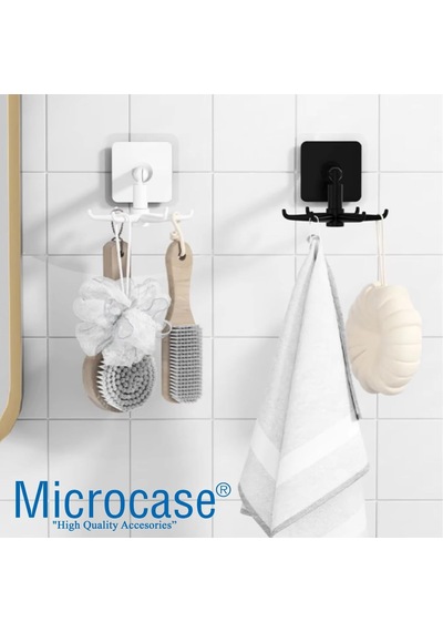 Microcase Kendinden Yapışkanlı 360 Derece Dönen 6 Kancalı Askı Mutfak Banyo Gardırop Raf Aparatı 2 Adet - Al5022 Diğer