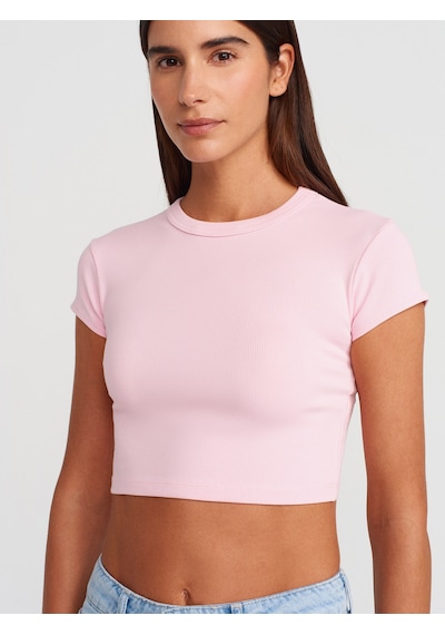 Dilvin 31810 Bisiklet Yaka Crop T-shirt-toz Pembe Toz Pembe