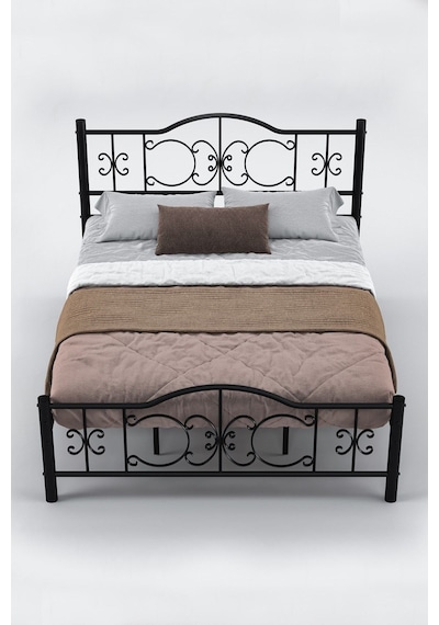 Argimo Pero Çift Kişilik Ferforje Metal Karyola 140 x 200 Siyah