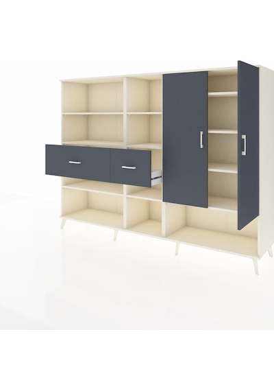 Hyperion Dolap 10 Raflı 2 Çekmeceli 2 Kapaklı 220x44x163 Aytaşı-a Aytaşı-antrasit