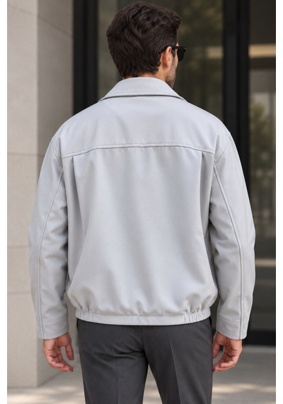Polo State Erkek Astarlı Fermuarlı Lastik Bel Regular Fit Ceket - Gri
