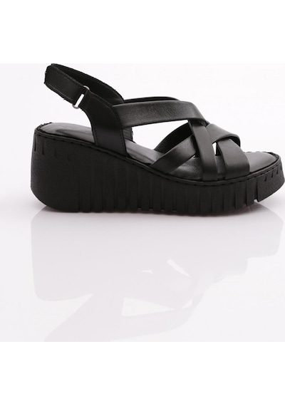 Dgn 254 Kadin Şeritli Açik Sandalet 254-2498-R11318 Siyah Siyah