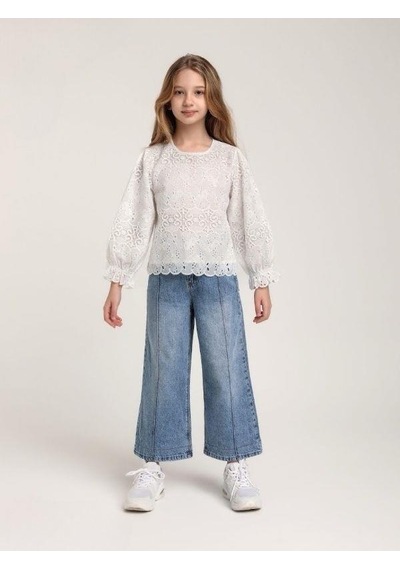 Escabel Kız Çocuk Yüksek Bel Yumuşak Dokulu Bel Ayar Lastikli Geniş Paça Kot Pantolon-15654 Mavi Escabel Kız Çocuk Yüksek Bel Yumuşak Dokulu Bel Ayar Lastikli Geniş Paça Kot Pantolon-15654 Mavi