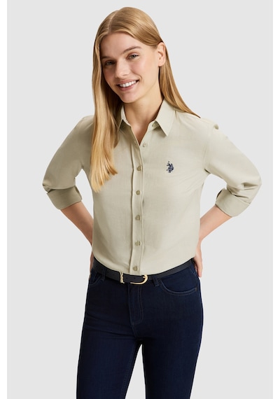 U.S. Polo Assn. Kadın Açık Haki Uzun Kollu Basic Gömlek 50324791-vr183 Acık Hakı