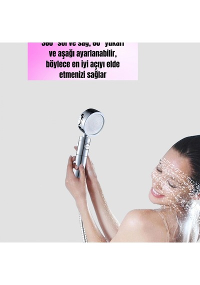 Masaj Modlu Su Tasarruflu Ayarlanabilir Duş Başlığı Yağmur Akışlı Çok Renkli
