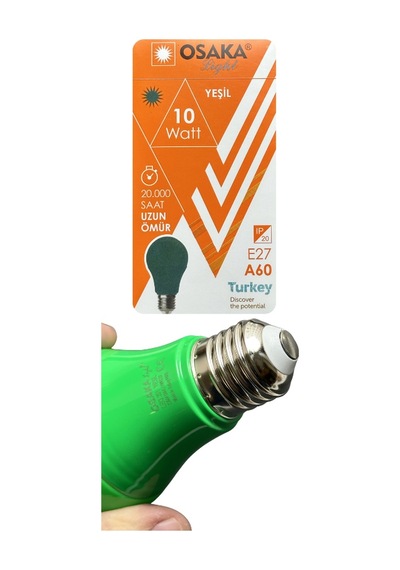 1 Adet Osaka 10w Yeşil Işık E27 Duylu Kalın Duy Led Ampul