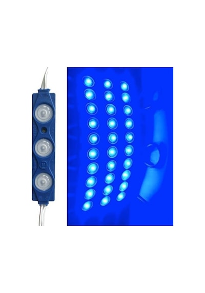 Mavi Modül Mercekli 3 Ledli Kablolu Parmak Led 12 V 5 Adet
