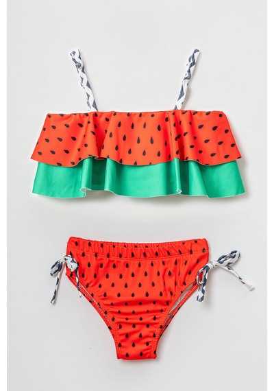 Beniizle Desenli Kız Çocuk Bikini Takım Çilek