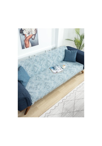 Çok Amaçlı Pamuklu Örtü- Kanepe-koltuk Şalı-koltuk Örtüsü 170x220-1078 Açık Mavi