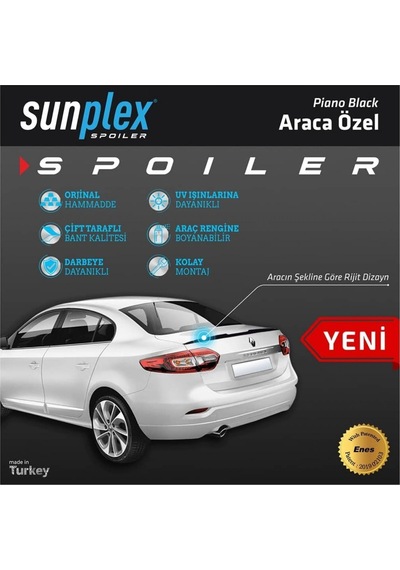 Sunplex Renault Symbol 2013-2020 Spoiler Bagaj Çıtası Piano Black