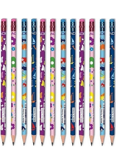 Kids Silgili Yuvarlak Kurşun Kalem Hb 12 Li Paket Çok Renkli