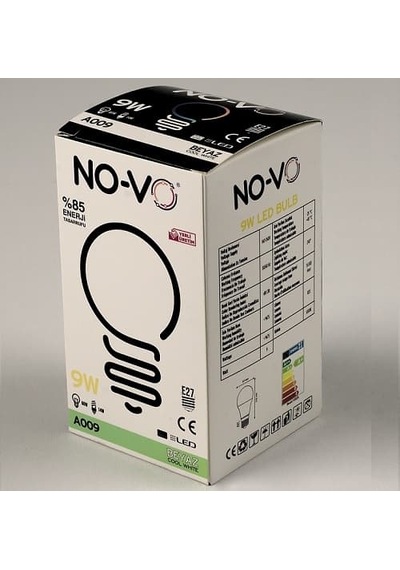 No-Vo 9 W Led Ampul Beyaz 6500K E-27 Duy 12 Adet