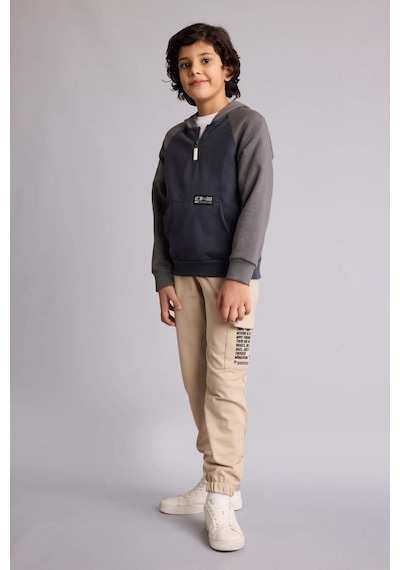 Defacto Regular Fıt Slogan Baskılı Sweatshirt Kumaşı Pantolon Erkek Çocuk G6370a826spbg712 Bej-bg712