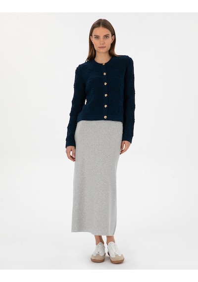 Pierre Cardin Kadın Gri Melanj Etek Triko 50311060-vr086 Gri Melanj