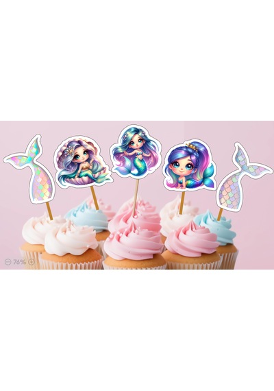 15 Adet Deniz Kızı Mermaid Doğum Günü Süsü Pasta Kürdanı 5-6cm