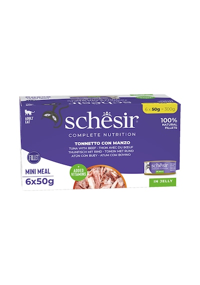 Schesir Jöle İçinde Ton Balığı İle Dana Etli Kedi Konservesi Multipack 6x50 Gr