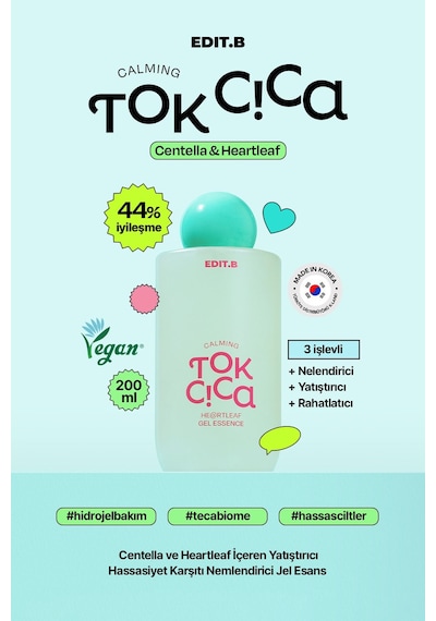 Edıtb Centella Ve Heartlef Içeren Yatıştırıcı Hassasiyet Karşıtı Edıt.b Nemlendirici Jel Esans 200ml
