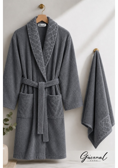 Layla Soft Unisex Bornoz Bornoz Erkek Bornoz Kadın Bornoz Hediyelik Sabahlık Çeyiz Antrasit