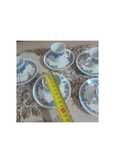 Antika China Damgalı Fincan Takımı Lacivert Lacivert