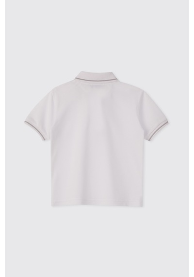 Panço Erkek Çocuk Yakalı T-shirt Beyaz