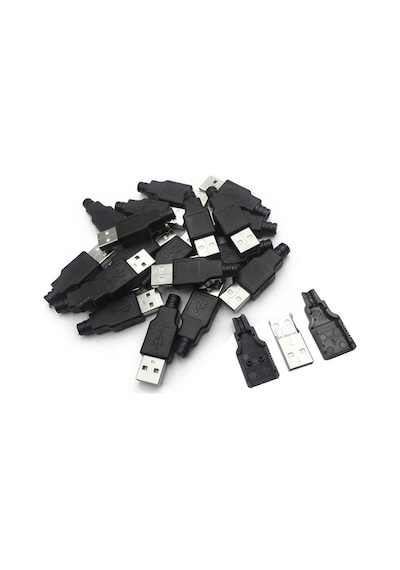 Usb A Erkek Konnektör - Lehim Tipi - Plastik - Usb Erkek Söket N11.4026