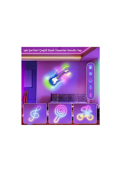 Rgb Şerit Led Telefon Kumanda Kontrol - Sese Duyarlı Animasyonlu - Parti Işığı - Parti Ledi
