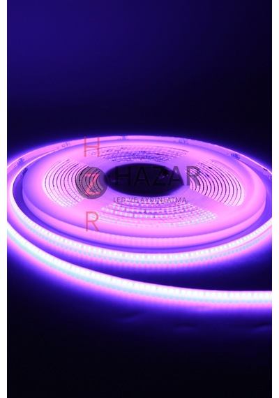 12 Volt 3mm 400 Ledli İnce Esnek Cob Şerit Led Mor Ip20 5 Metre