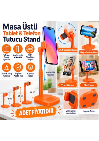 Kahveci.store Masa Üstü Tablet Ve Telefon Tutucu Plastik Aparat Turuncu Telefon Standı Adet Fiyatıdır 22 Standart