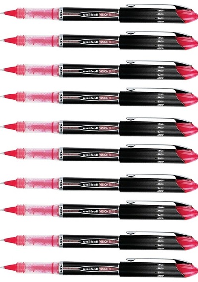 Kırmızı Pilot Kalem Ub-205 Vision Elite 0.5mm 10 Adet Uniball Pilot Kalem 0.5 Mm Roller Uçlu Pilot Kalem İnce Uçlu Likit Kırmızı
