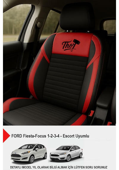 Thor Tay Tüyü Oto Koltuk Kılıfı Ford Focus-fiesta-escort Uyumlu Kırmızı