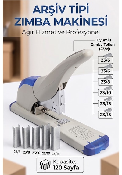 Büyük Boy Zımba Makinesi 1 Adet Temat 9120 Arşiv Tipi Zımba Makinası 120 Yaprak Kapasiteli Kollu Zımba Makinesi